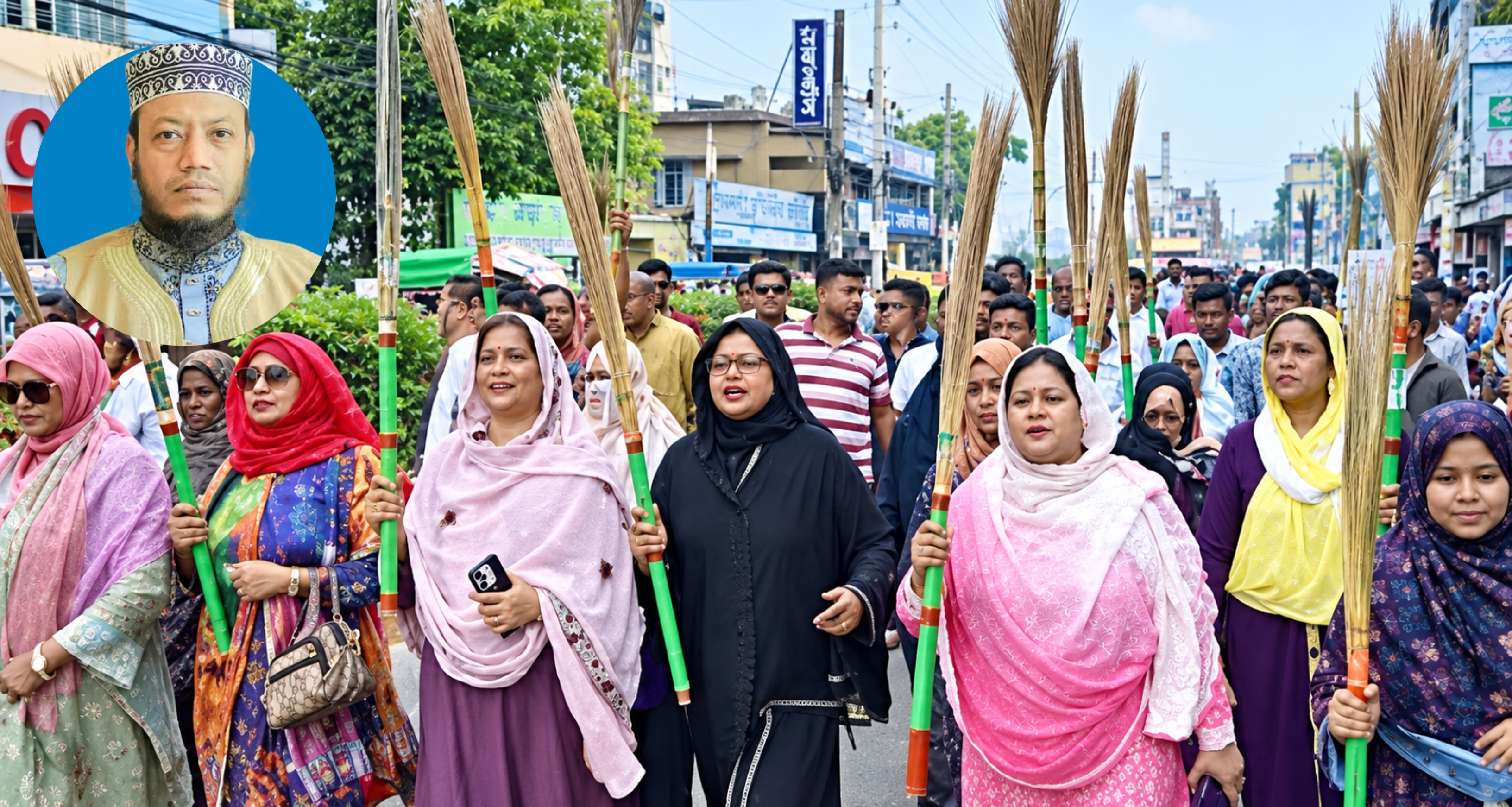 কুষ্টিয়ায় আমির হামজার বিরুদ্ধে ঝাড়ু মিছিল
